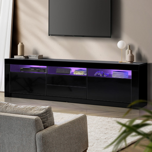 Cream gloss tv unit store with led lights